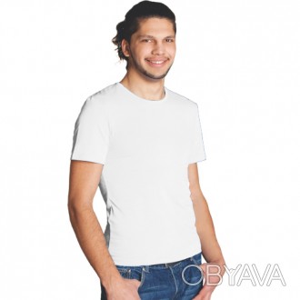 Стрейчевая мужская футболка с круглым вырезом и коротким рукавом из тканого поло. . фото 1