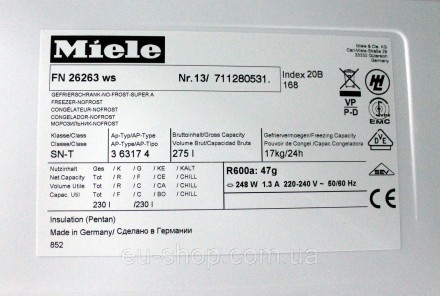 Морозильная камера Miele FN 26263 WS (Производство Германии)

Цвет корпуса: бе. . фото 11