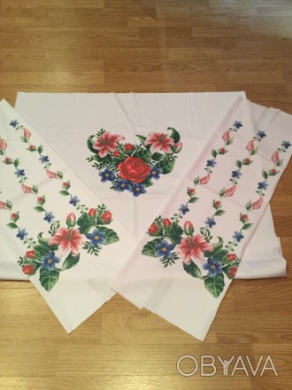 Заготовка для вишивання бісером жіночої вишиванки (біла) Лілеї, троянди, незабуд. . фото 1
