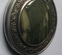 Пудренница Русские Самоцветы с камнем серебро по реактиву зеркало можно заменить. . фото 5