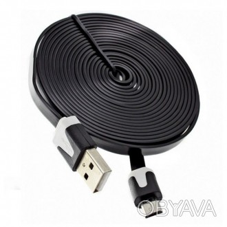 Кабель, шнур USB-MICRO USB плоский провод 3 метра Предназначен для подключения п. . фото 1