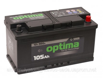 Аккумулятор SADA Optima 6СТ-105Аз ( 105Ач, 900А, 
0 "+" справа)
Емкость : 105 Ач. . фото 3