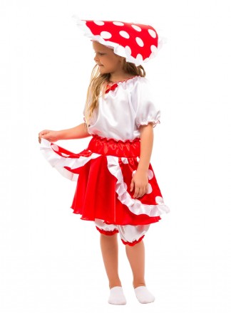  Детский маскарадный костюм Грибочка мухомора для девочки. На праздник осени и н. . фото 2