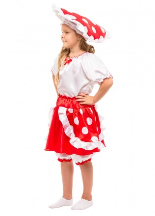  Детский маскарадный костюм Грибочка мухомора для девочки. На праздник осени и н. . фото 3