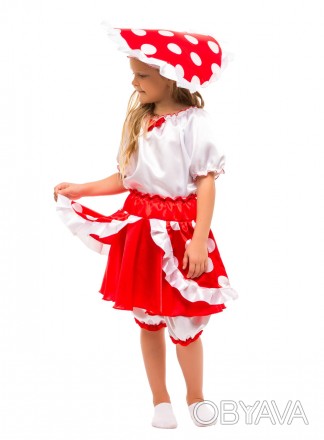  Детский маскарадный костюм Грибочка мухомора для девочки. На праздник осени и н. . фото 1