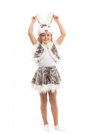  Детский маскарадный костюм серого зайчика для девочки. Для детей возрастом от 3. . фото 4