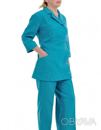Рабочий медицинский костюм  состоит из  куртки и брюк.
Куртка с запахом, на пуг. . фото 1