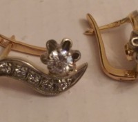 Золотые серьги с бриллиантами. Сделано в СССР. 
Серьги: 
золото 750º, изготови. . фото 3