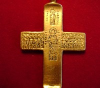 Крест Марка Печерника копия с оригинала XI века. Бронза, литьё. 43мм X 27мм. Мар. . фото 2
