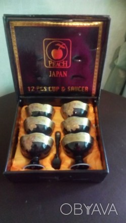 Фарфоровый набор креманок с ложками 6 шт. Производство Япония. ХХ век.. . фото 1