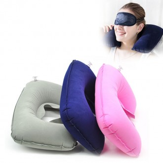 Надувная u-образная подушка используется для отдыха во время путешествия. Занима. . фото 2