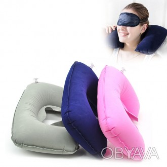 Надувная u-образная подушка используется для отдыха во время путешествия. Занима. . фото 1