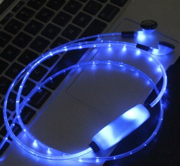 Светодиодные LED наушники с гарнитурой, стильный и модный гаджет, отлично светит. . фото 7