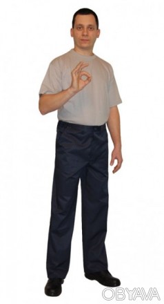 Рабочие мужские брюки с притачным поясом по бокам, собранным на резинку. Гульфик. . фото 1