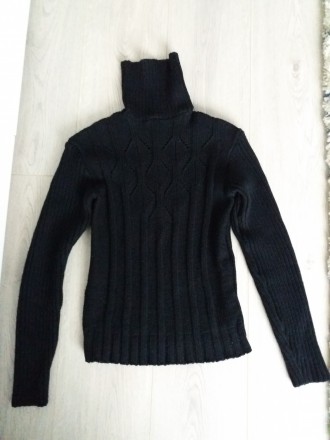Теплый свитер насыщенного черного цвета с красивым узором в отличном состоянии, . . фото 7