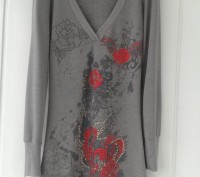 Красивая туника-платье (трикотажная) насыщенного серого цвета,качественная.Турци. . фото 4