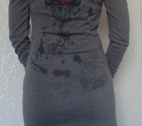 Красивая туника-платье (трикотажная) насыщенного серого цвета,качественная.Турци. . фото 3