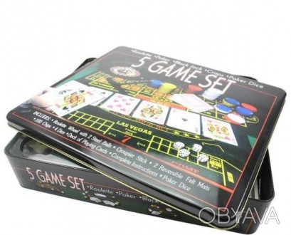 Казино — набор игр 5 в 1: рулетка, покер, блэкджек, кости, покер с игральными ко. . фото 1