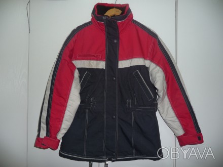 Фирменная спортивная куртка Crane. Цвет комбинированный: красный темно синий и с. . фото 1