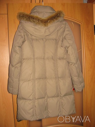 Пальто зимнее, для девочки подростка, оливкового цвета, с капюшоном на молнии, м. . фото 1