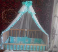 Дитяче ліжечко на шарнірах, виготовлена із натурального дерева. Три положення, м. . фото 2