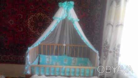 Дитяче ліжечко на шарнірах, виготовлена із натурального дерева. Три положення, м. . фото 1