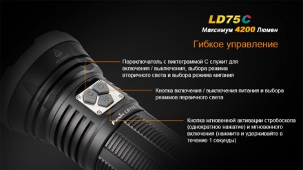 
Описание фонаря Fenix LD75C:
Фонарь Fenix LD75C производители снабдили четырьмя. . фото 9