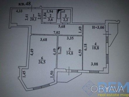 Код 131749   2 к квартира "ОДИССЕЙ" 88 м 6 этаж дом сдан. Потолки 3 метра, два б. Киевский. фото 1