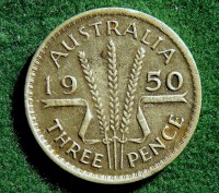 Монета ТРИ ПЕНСА Австралия СЕРЕБРО! Нечастая размеры 16 мм в хорошем коллекционн. . фото 3