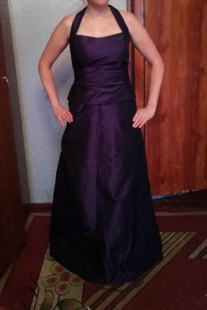 Обалденное платье(юбка+топ) в пол,переливающееся,темно-фиолетовое!Размер 46(може. . фото 2