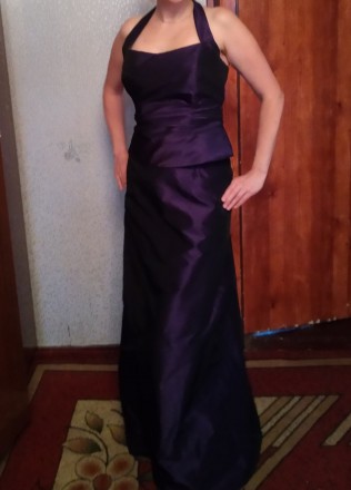 Обалденное платье(юбка+топ) в пол,переливающееся,темно-фиолетовое!Размер 46(може. . фото 6