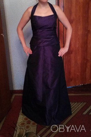 Обалденное платье(юбка+топ) в пол,переливающееся,темно-фиолетовое!Размер 46(може. . фото 1