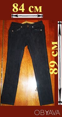 Синие джинсы внизу расклешенные. Размер 42-44. В поясе - 72 см, длина - 107 см.;. . фото 2