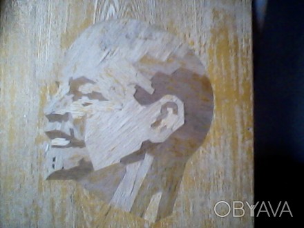 Портрет Ленина, деревянная аппликация, 42 х 64, фанера 1 см, нуждается в реставр. . фото 1