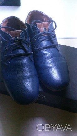Продам импортные детские мальчиковые туфли 32р. Туфли глубокие, синего цвета, мя. . фото 1