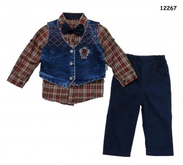 Костюм-тройка для мальчика
рубашка, джинсовая жилетка и брюки (темно-синие). Га. . фото 5