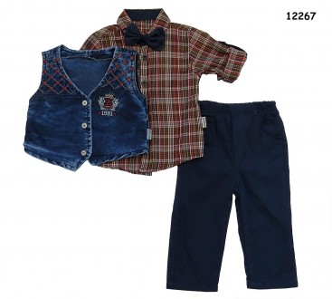 Костюм-тройка для мальчика
рубашка, джинсовая жилетка и брюки (темно-синие). Га. . фото 4