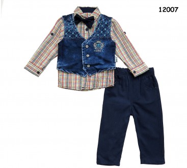 Костюм-тройка для мальчика
рубашка, джинсовая жилетка и брюки (темно-синие). Га. . фото 2