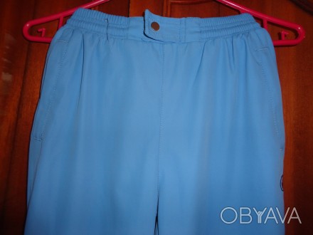 Спортивные голубые штаны на подкладке. ПОТ - 28 (на резинке), ДИ - 93, ДИ (внутр. . фото 1