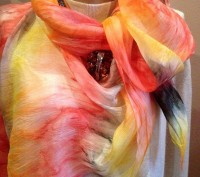 Воздушный изысканный длинный шарф из натурального шелка - эксельсиор. Ручная авт. . фото 5