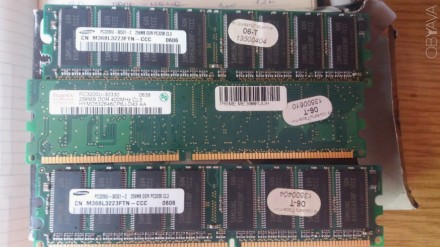 Samsung DDR 256MB PC3200U-30331-Z и Hynix DDR 256MB 400MHz PC3200U-30330 - по 30. . фото 1