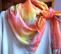 Воздушный изысканный длинный шарф из натурального шелка - эксельсиор. Ручная авт. . фото 3
