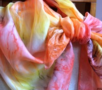 Воздушный изысканный длинный шарф из натурального шелка - эксельсиор. Ручная авт. . фото 4