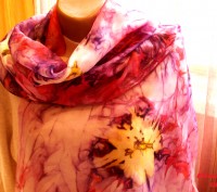 Воздушный изысканный длинный шарф из натурального шелка - эксельсиор. Выполнен с. . фото 2