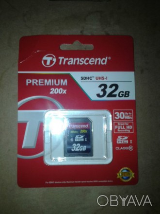 Карта памяти Transcend Premium 200x на 32 Gb новая в упаковке.. . фото 1