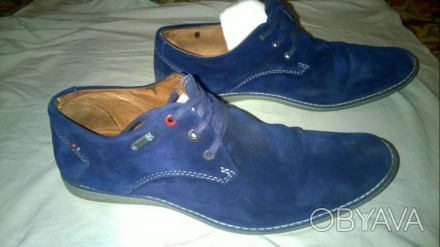 продам мужские туфли,покупали на свадьбу.размер 43,5 натуральная замша,цвет сини. . фото 1