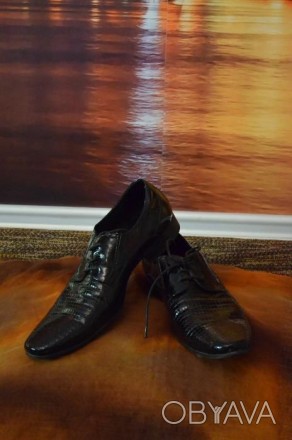 Шикарные мужские туфли из натуральной лакированой кожи Были реально обуты один р. . фото 1