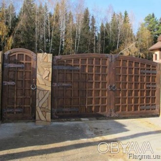 Деревянные распашные ворота и калитка Под заказ