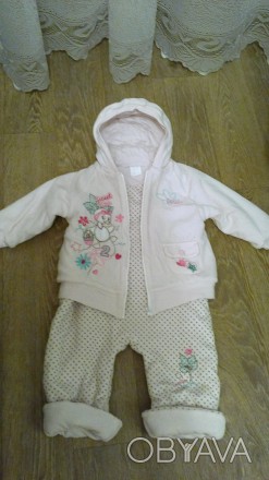 Продам демисезонный велюровый утепленный костюм ТМ Garden Baby. 
Костюм бледно-. . фото 1