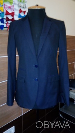 Продам пиджак Massimo Dutti темносерого цвета в тонкую полоску,практически новый. . фото 1